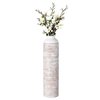 Uniquewise Modern Ribbed Trumpet Style Designed Table Vase for Entryway Dining or Living Room, Ceramic White QI004039